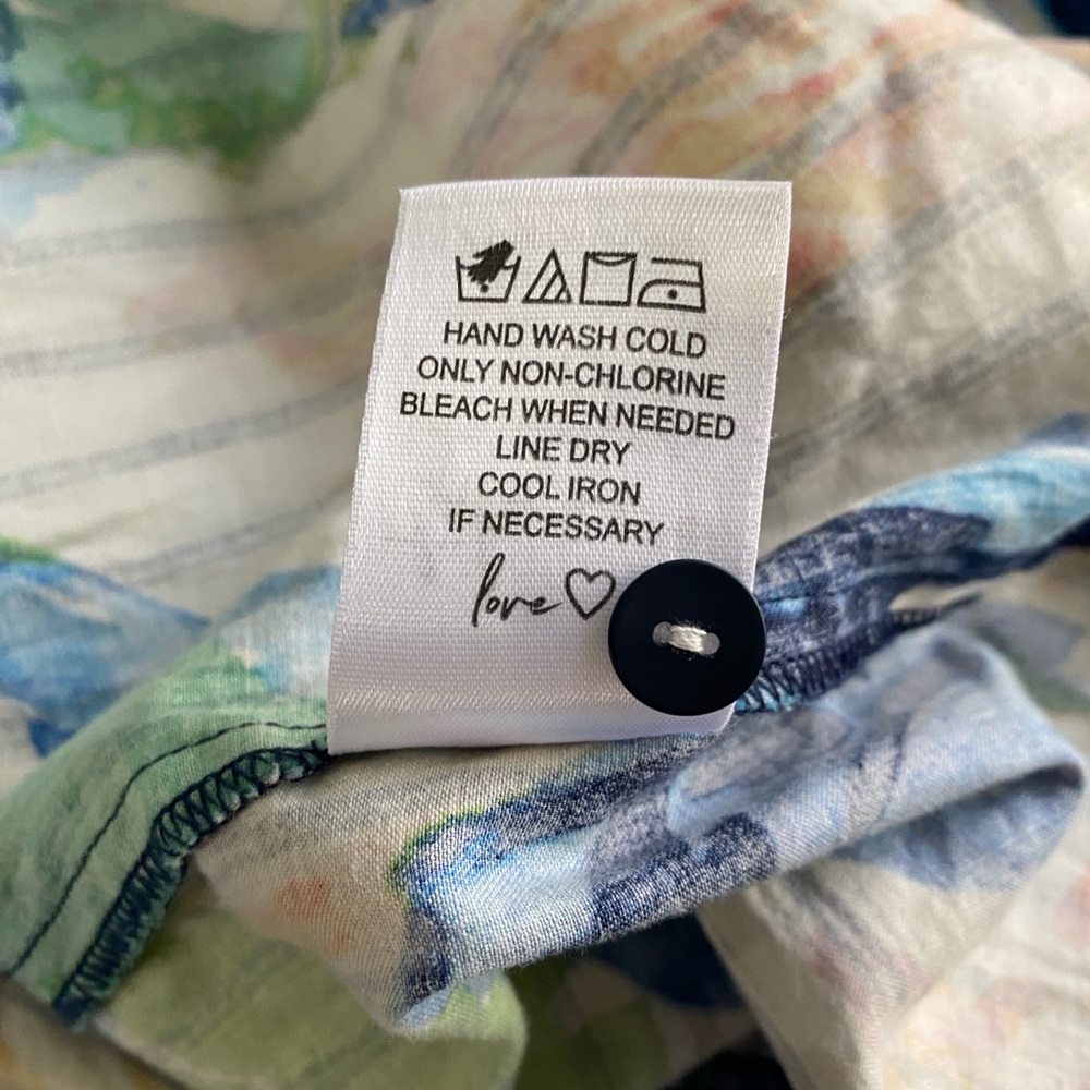 NIC+ZOE Green and Blue Scribble Vines Floral Sleeveless Midi Shirt Dress SZ 2X - Picture 7 of 11